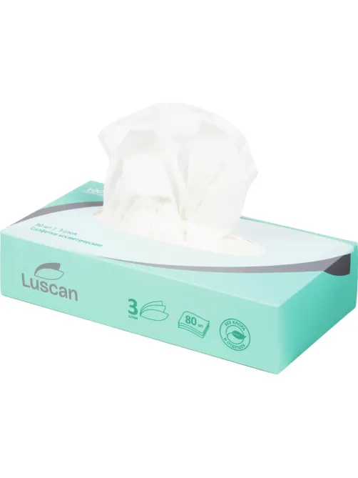 Салфетки косметические Luscan 3сл 80шт/уп белые