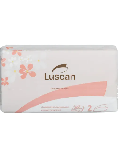 Салфетки косметические в пленке LUSCAN 2сл. 200 листов