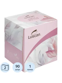 Салфетки косметические Luscan 2сл 90шт/уп в кубе белые