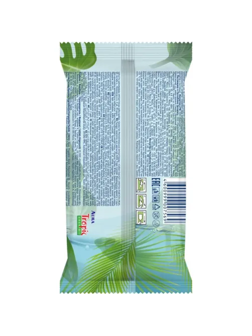 Салфетки влажные освежающие AURA TROPIC COCKTAIL  pocket-pack 15шт КК/110