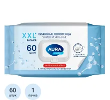 Полотенца влажные AURA FAMILY с антиб.эфф. big-pack с крышкой 60шт/уп КК/10