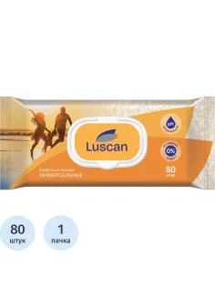 Салфетки влажные Luscan универс д/всей семьи 80шт с крышкой