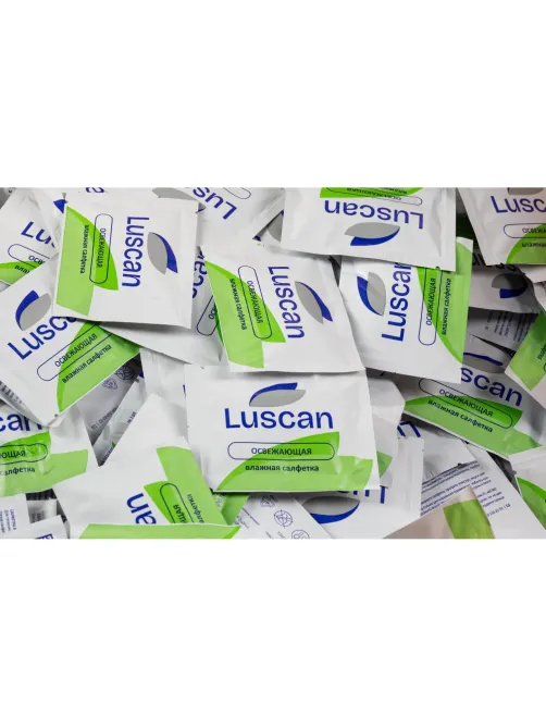 Салфетки влажные Luscan освежающие в саше 15х17см 1000шт/уп