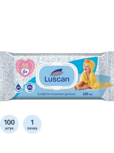 Салфетки влажные Luscan  детские 100 шт с крышкой