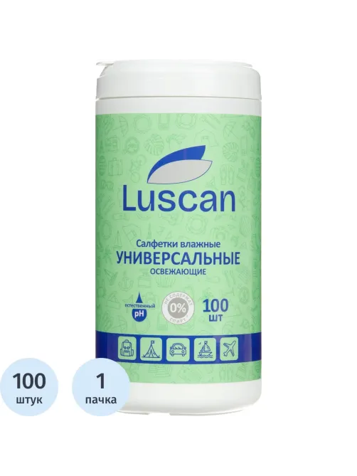 Салфетки влажные Luscan универсальные в банке 100 шт/уп