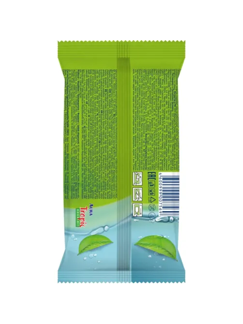 Салфетки влажные освежающие AURA TROPIC COCKTAIL  pocket-pack 15шт КК/110