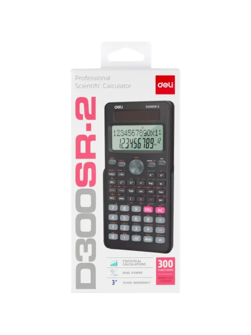 Калькулятор научный Deli ED300SR-2,10+2р,300ф,2ст,172,6х82,7,дв пит,т.сер
