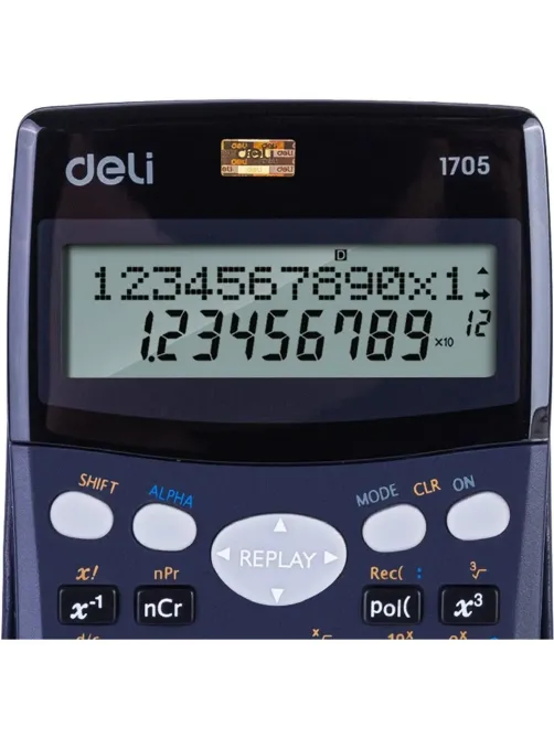 Калькулятор научный Deli E1705,10-р,2 стр,240 фун.,бат.,157x77мм,темн.син