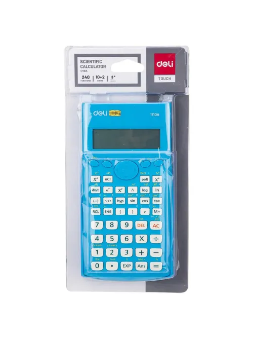 Калькулятор научный (ЕГЭ) Deli E1710A,10-р,2 стр,240 ф.,бат.,162х84мм,син