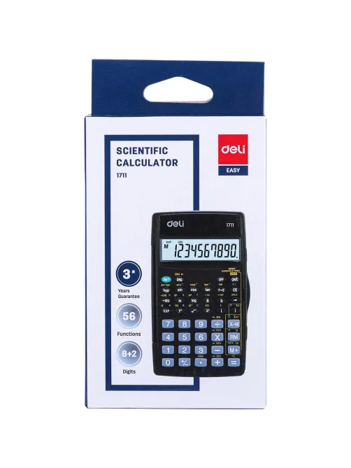 Калькулятор научный Deli E1711, 8-р, 56 функций, бат., 120x72мм, черный