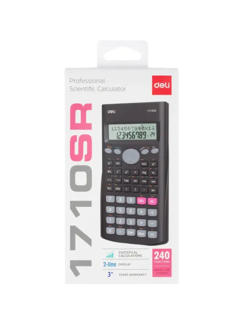 Калькулятор научный Deli E1710SR,240фун,2стр.дисп,10+2разр,162х84,темн.сер