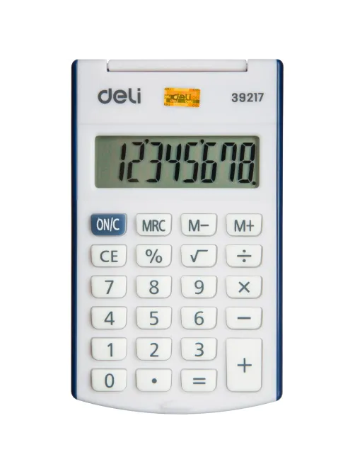 Калькулятор карманный Deli E39217, 8-р, батар., 102x61мм, синий