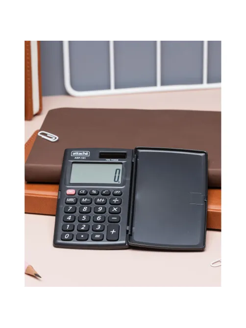 Калькулятор карманный с крышк. Attache, AEP-101,8р,дв.пит.,черн