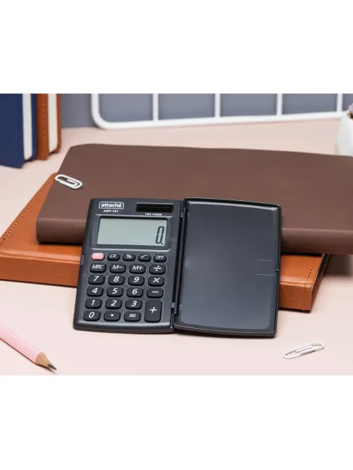Калькулятор карманный с крышк. Attache, AEP-101,8р,дв.пит.,черн