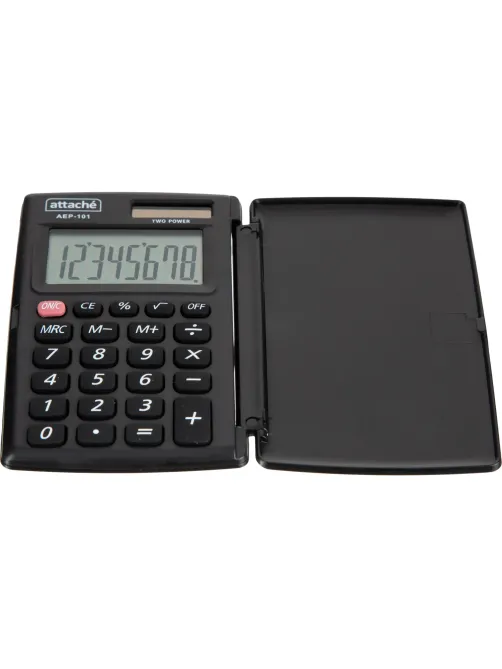 Калькулятор карманный с крышк. Attache, AEP-101,8р,дв.пит.,черн