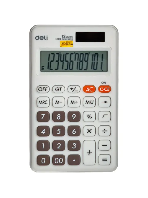 Калькулятор карманный Deli EM120,12-р, дв.пит., 118x70мм, белый