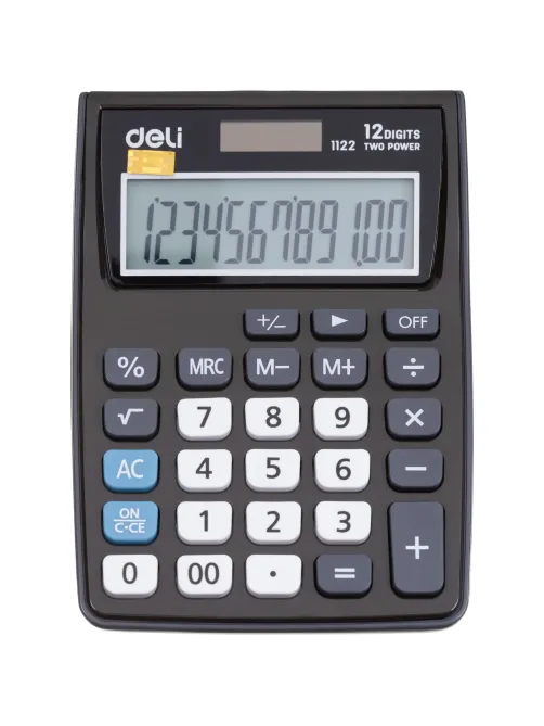 Калькулятор карманный Deli E1122, 12-р, дв.пит., 120х86мм, серый