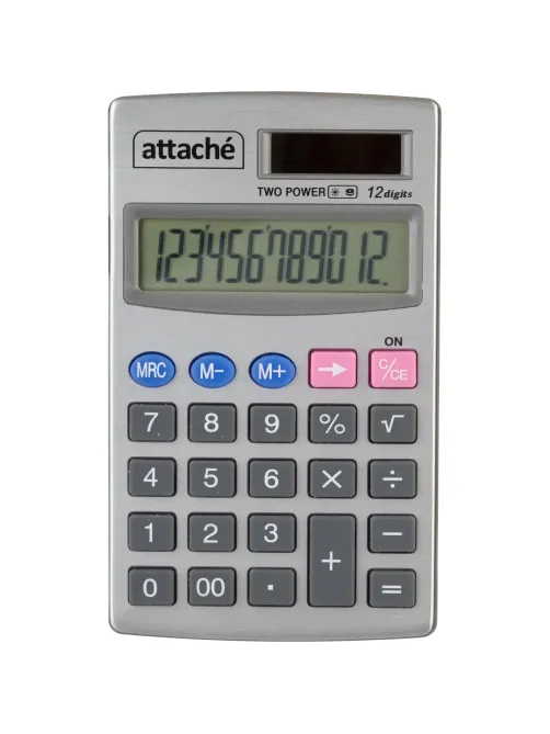 Калькулятор карманный Attache ATC-333-12P 12-ти разрядный серебристый