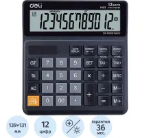 Калькулятор настольный КОМП. Deli EM01120, 12-р, дв.пит., 139x131мм, черный