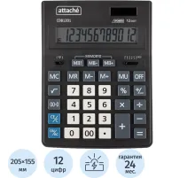 Калькулятор настольный Attache CDB1201-BK 12-разрядный черный 205x155x35 мм