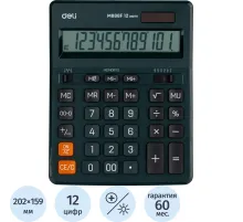 Калькулятор настольный ПОЛНОРАЗМ. Deli EM888F, 12-р,дв.пит.,202x159мм,т-зел