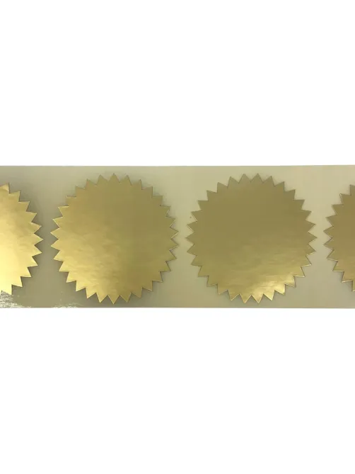 Этикетка для опечатывания документов ЗВЕЗДОЧКА, 55 мм, 500 шт/рул,цв Золото