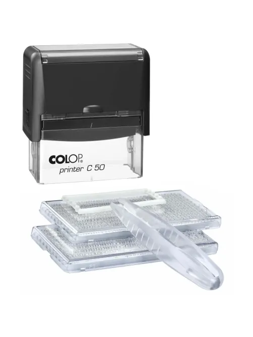 Штамп самонаборный NEW Printer C50-Set-F 8/6стр+рам 30х69мм 2кассы кор.черн