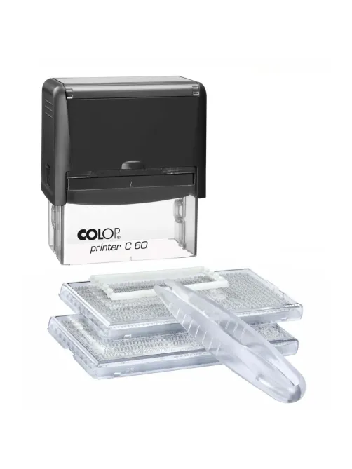Штамп самонаборный NEW Printer C60-Set-F 9/7стр+рам 37х76мм 2кассы кор.черн