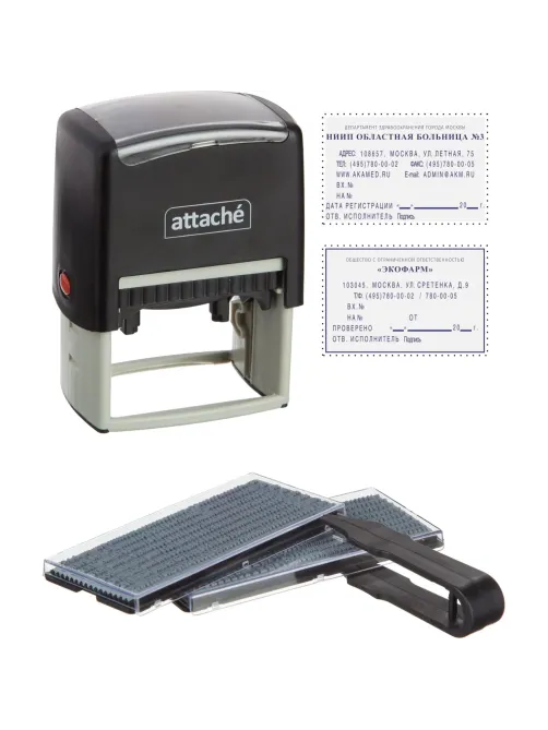 Штамп самонаборный Attache 8/10 стр. 60х40 с рамкой
