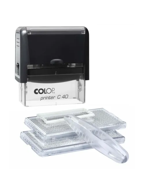 Штамп самонаборный NEW Printer С40-Set-F 6/4стр+рам.23х59мм 2кассы кор.черн