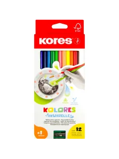 Карандаши акварельные цветные 12цв 3-гран,кисть,точилка Kores 93812