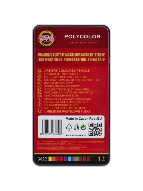 Карандаши цветные худож. POLYCOLOR 3822 12цв/наб мет.кор. 3822012002PL