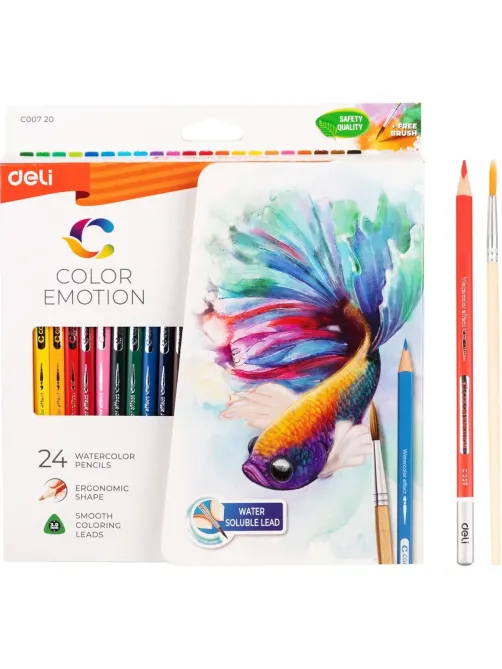 Карандаши акварельные Deli Color Emotion липа 24 цв/наб EC00720