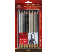 Карандаши акварельные MONDELUZ серые 12цв/наб мет.кор 3722012010BL