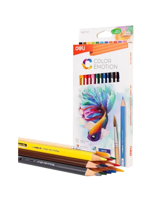 Карандаши акварельные Deli Color Emotion липа 12 цв/наб EC00700