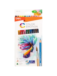 Карандаши акварельные Deli Color Emotion липа 12 цв/наб EC00700