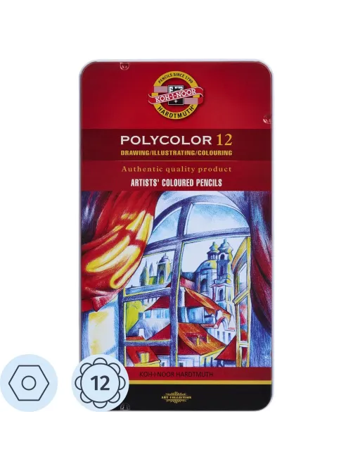 Карандаши цветные худож. POLYCOLOR 3822 12цв/наб мет.кор. 3822012002PL