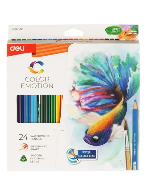 Карандаши акварельные Deli Color Emotion липа 24 цв/наб EC00720
