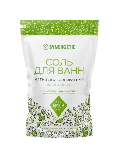 Соль для ванн магниево-сульфатная с маслом эвкалипта, 1000 гр