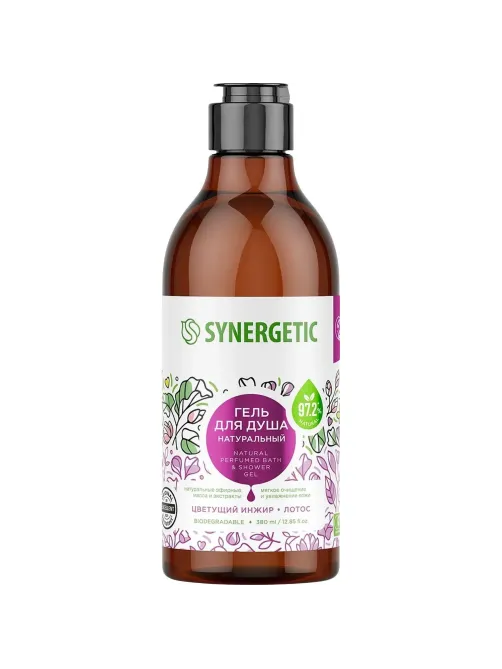 Гель для душа SYNERGETIC Цветущий инжир и лотос, 380мл