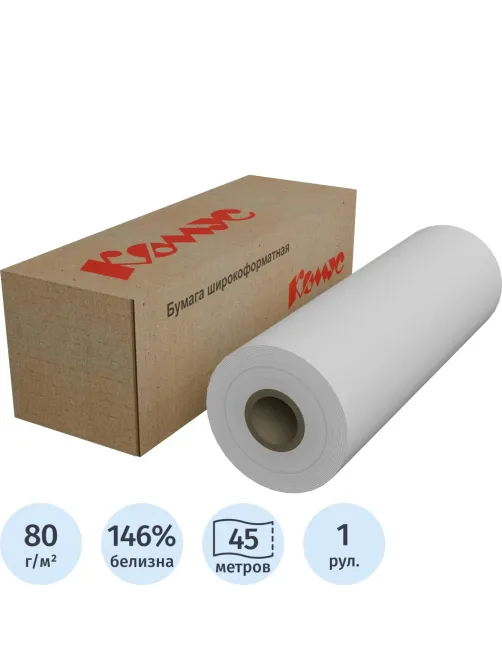 Бумага широкоформатная InkJet 80г 297ммх45м 50,8мм