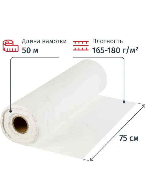 Полотно техническое ФЛАНЕЛЬ отбеленная, рулон 0,75х50м, пл. 175г/м2