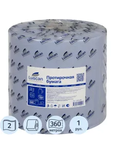 Бумага протирочная Luscan Prof 2сл 1000лx1рул/уп 360м голубая с перфорацией