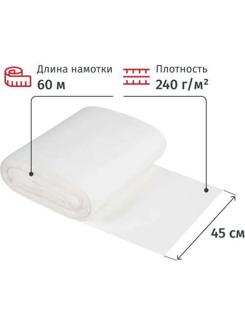 Полотно техническое ВАФЕЛЬНОЕ отбел, рул 0,45х60м, пл. 240г/м2, арт.145891