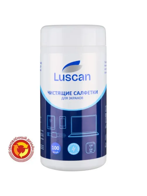 Салфетки д/экранов Luscan, туба, 100шт/уп 112х110 МБЛ