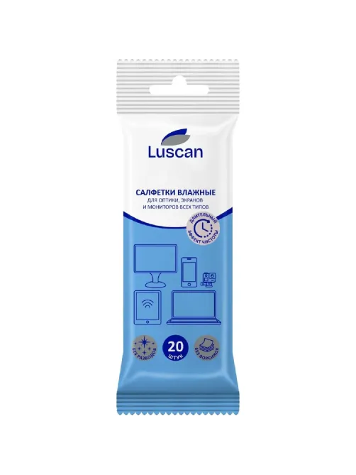 Салфетки Luscan д/экранов, биоразлагаемые, 20 шт, 110х190