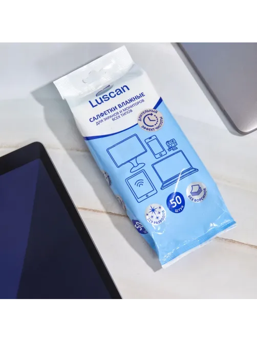 Салфетки д/экранов Luscan, пакет, 50 шт, XXL, 150х180