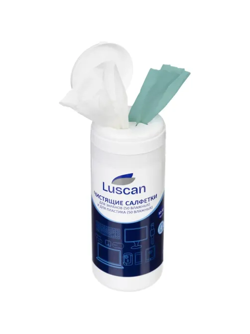 Салфетки универс Luscan, туба, вл+вл, 50+50 шт,13х17