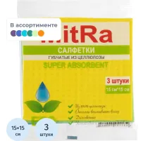 Салфетка хозяйственная цел MITRA Super Absorbent 15x15см, 3шт/уп /K5044