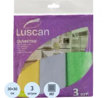 Салфетки хозяйственные Luscan из микрофибры 30х30см д/мебели, стекол 3шт/уп